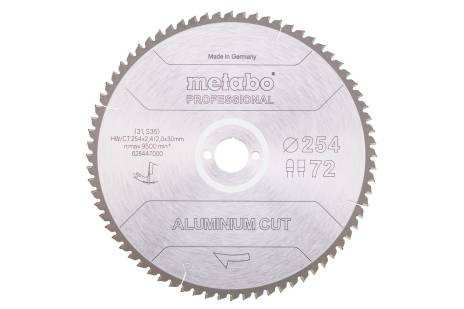 Saeketas alumiiniumile Metabo FZ/TZ Aluminium Cut Professional; 254x30x72 mm; -5°