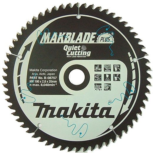 Saeketas puidule Makita MAKBLADE; 190x2x20,0 mm; Z60; 15°
