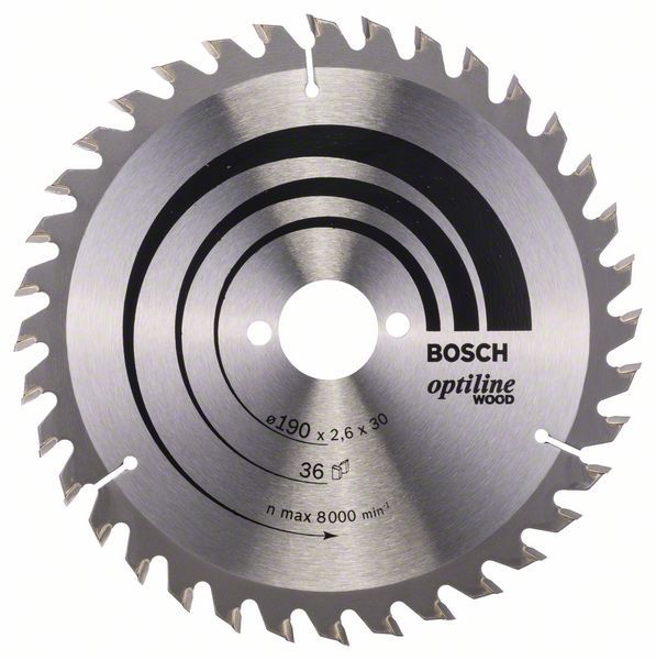 Saeketas puidule Bosch OPTILINE WOOD; 190x2,6x30,0 mm; Z36; 15°