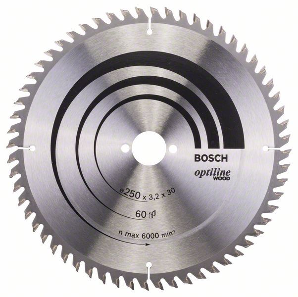 Saeketas puidule Bosch OPTILINE WOOD; 250x3,2x30,0 mm; Z60; 10°