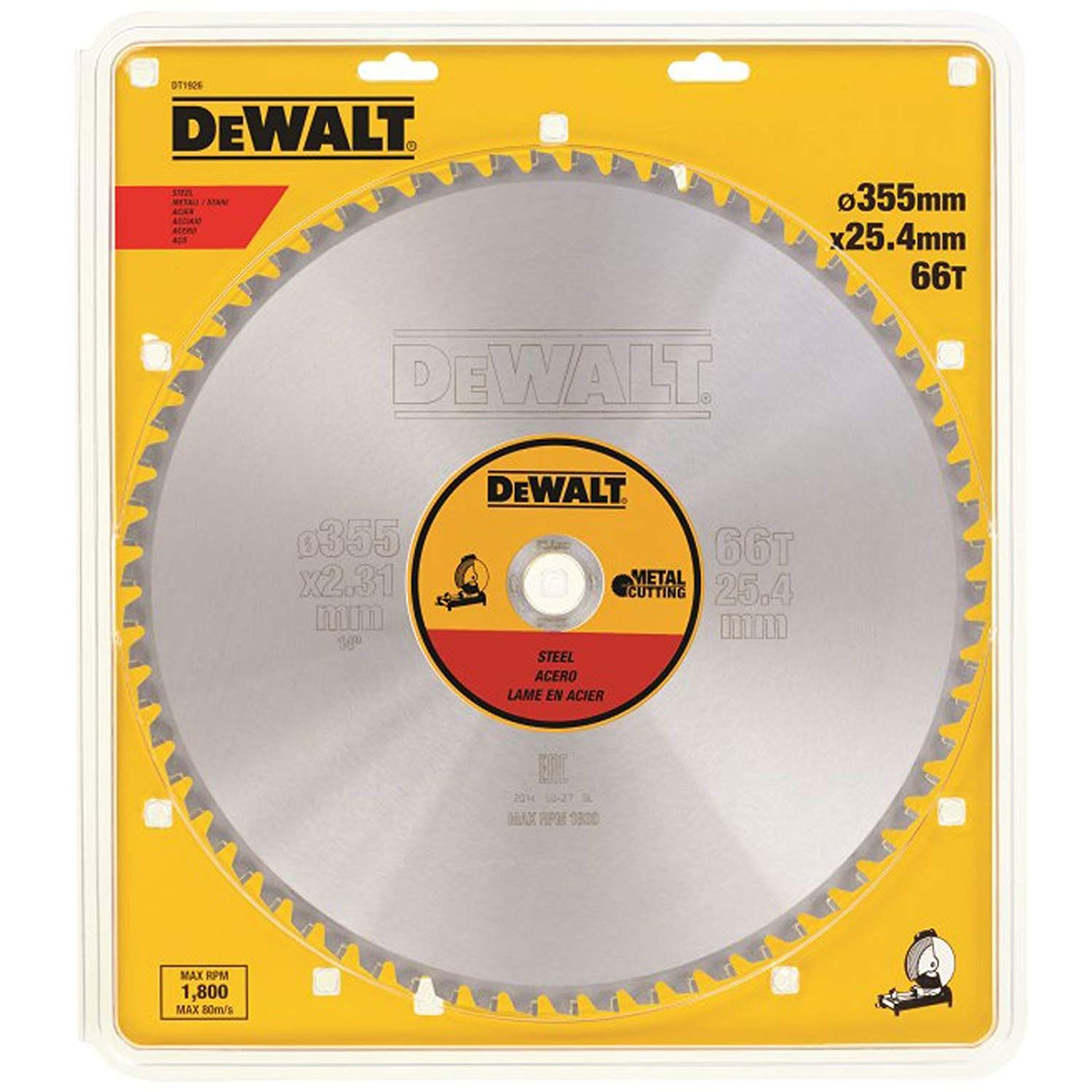 Saeketas metallile DeWalt; 355x2,31x25,4 mm; Z90; 1,5°