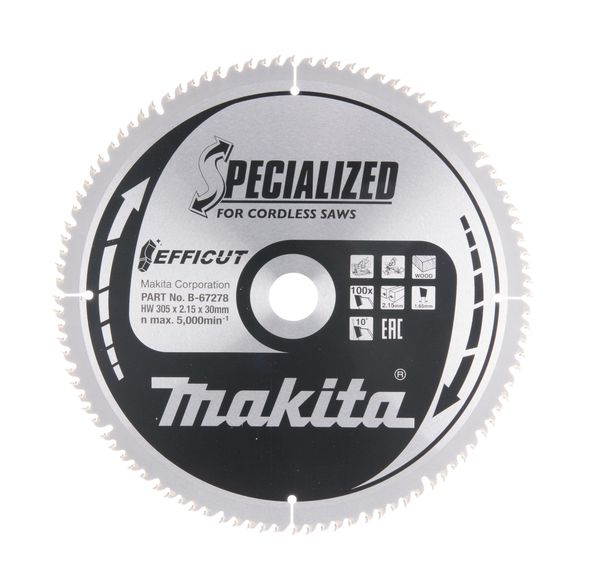 Saeketas puidule Makita EFFICUT; 305x2,15x30,0 mm; Z100; 10°