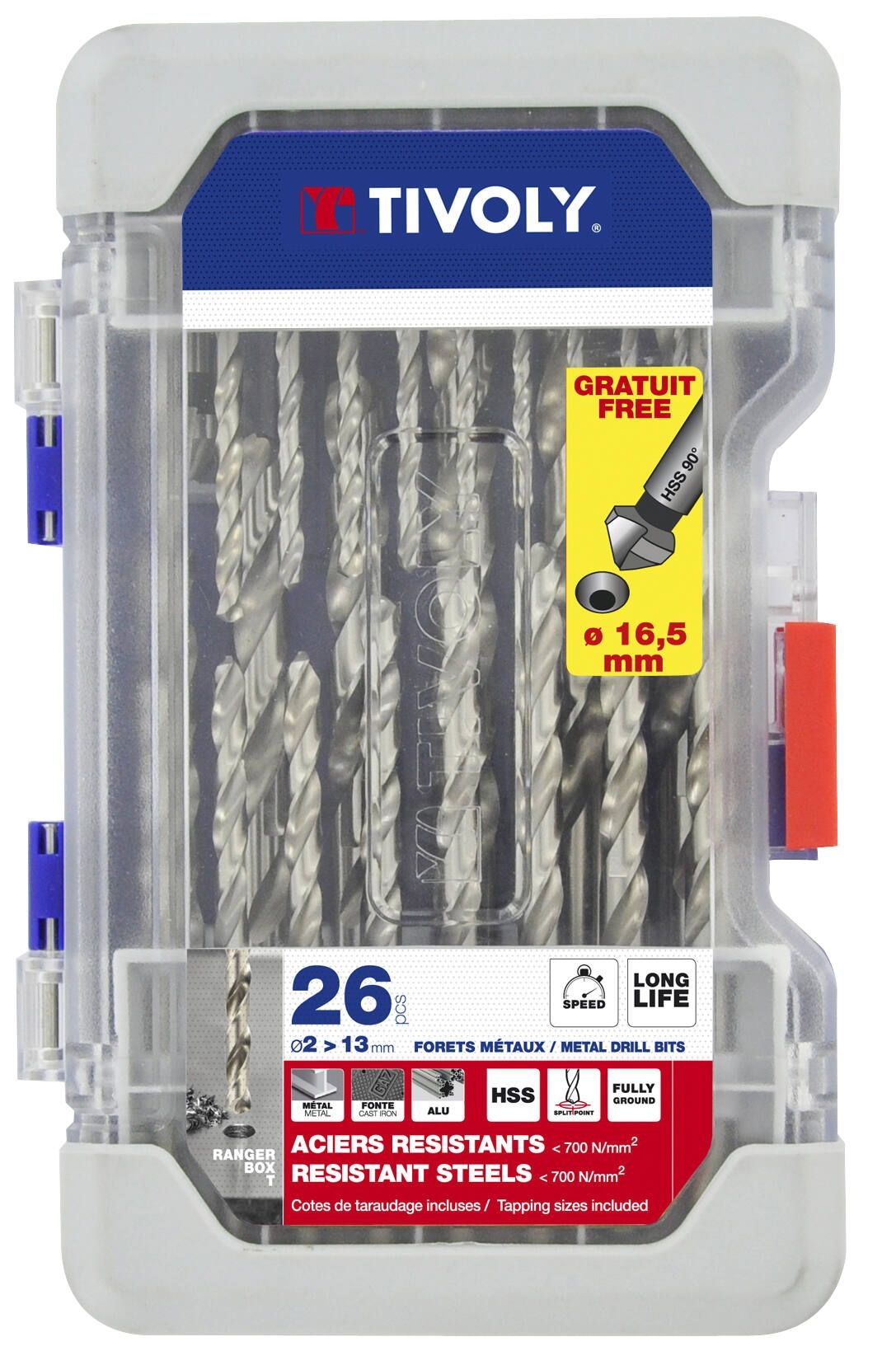 Puurikomplekt metalli jaoks Tivoly SPLIT POINT; HHS; 1-13 mm; 26 tk