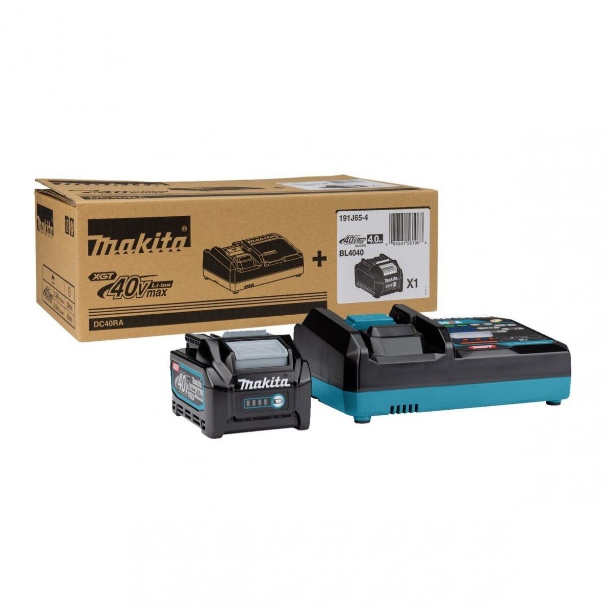 Tarvikute komplekt Makita 191J65-4; 40 V; 4,0 Ah aku + laadija DC40RA