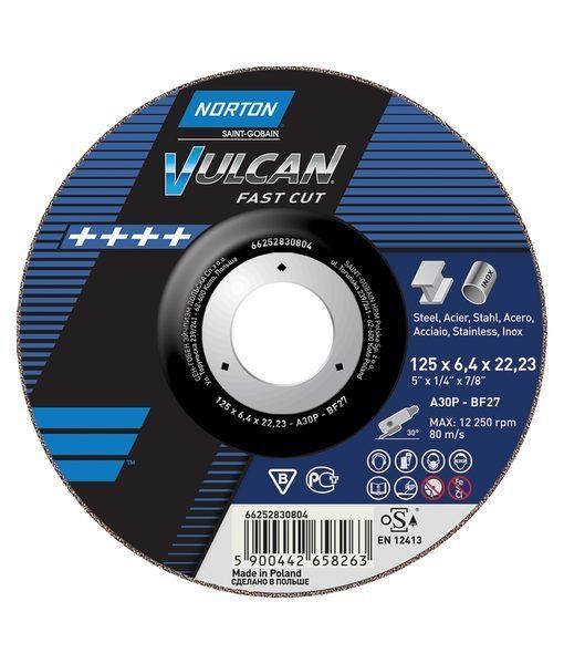 Lihvketas Norton VULCAN A30S-BF27; 125x6,4x22,2 mm; T27