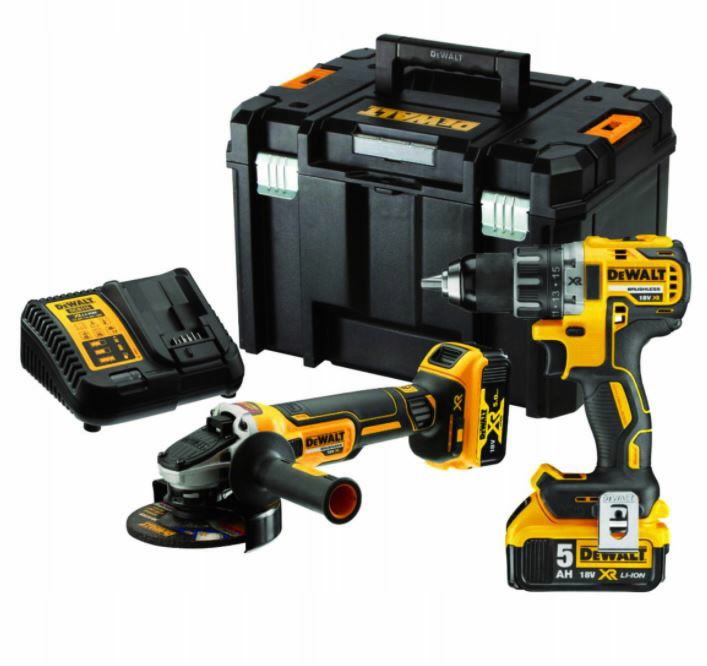 Tööriistakomplekt DeWalt DCK2020P2T-QW (DCG405 + DCD791); 18 V; 2x5,0 Ah aku