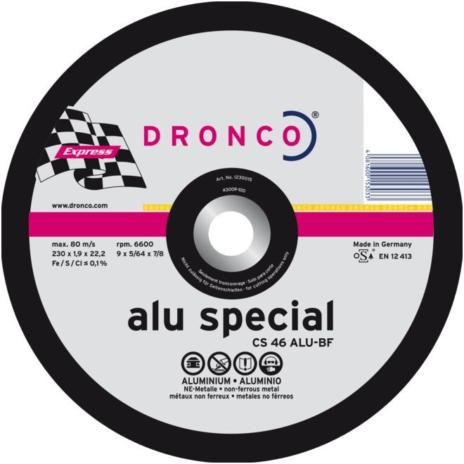 Abrasiiv lõikeketas Dronco SPECIAL CS 46 ALU; 230x1,9x22,23 mm; 1 tk
