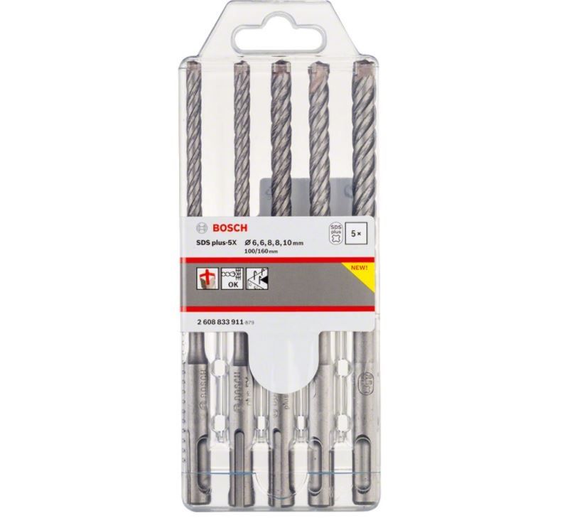 Puuride komplekt Bosch SDS plus-5X; 6-10 mm; 5 tk