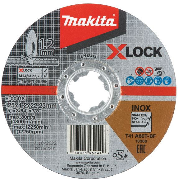 Abrasiiv lõikeketas Makita X-Lock; 125x1,2 mm