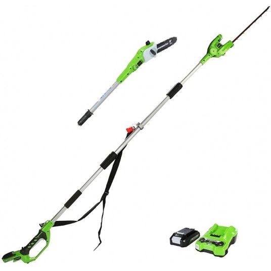 Multifunktsionaalne aiatööriist Greenworks G24PSHK2; 24 V; 1x2,0&nbsp;Ah aku
