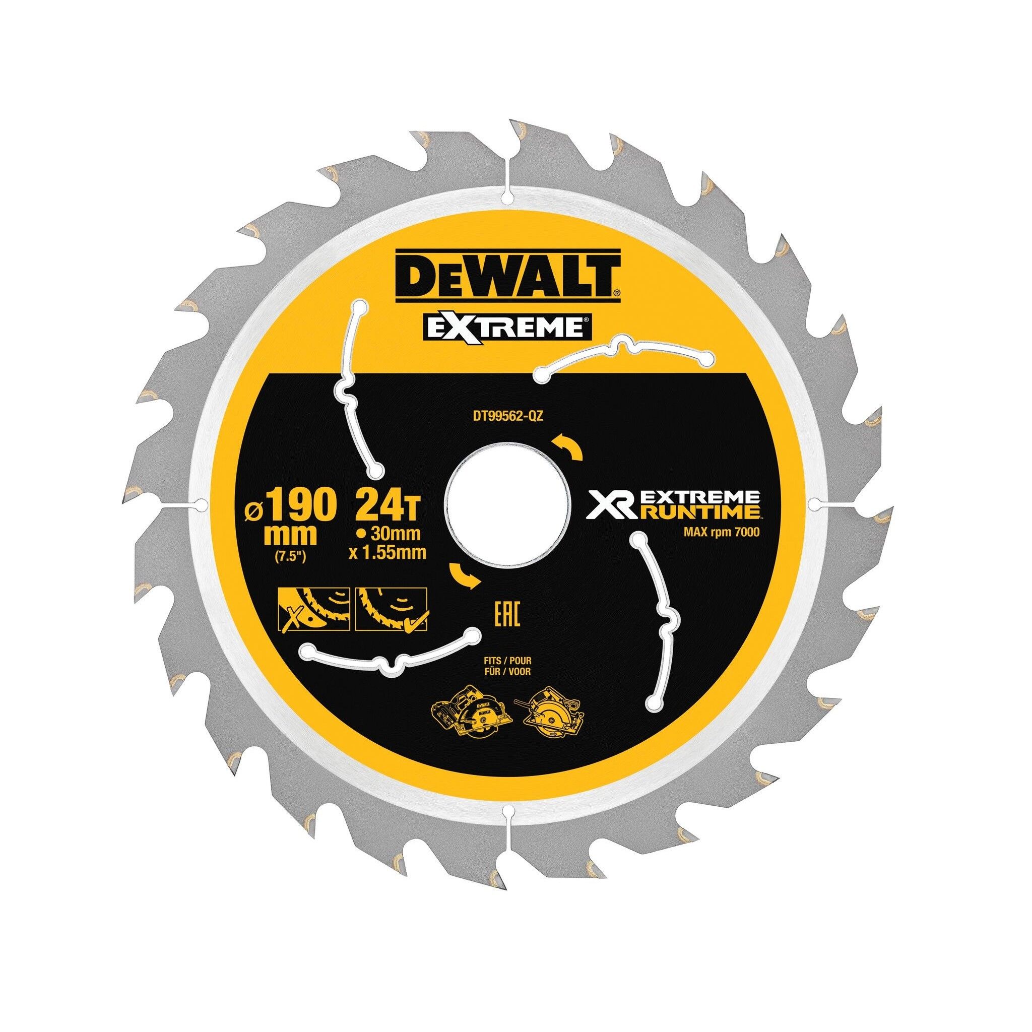 Saeketas puidule DeWalt DT99562-QZ; 190 mm