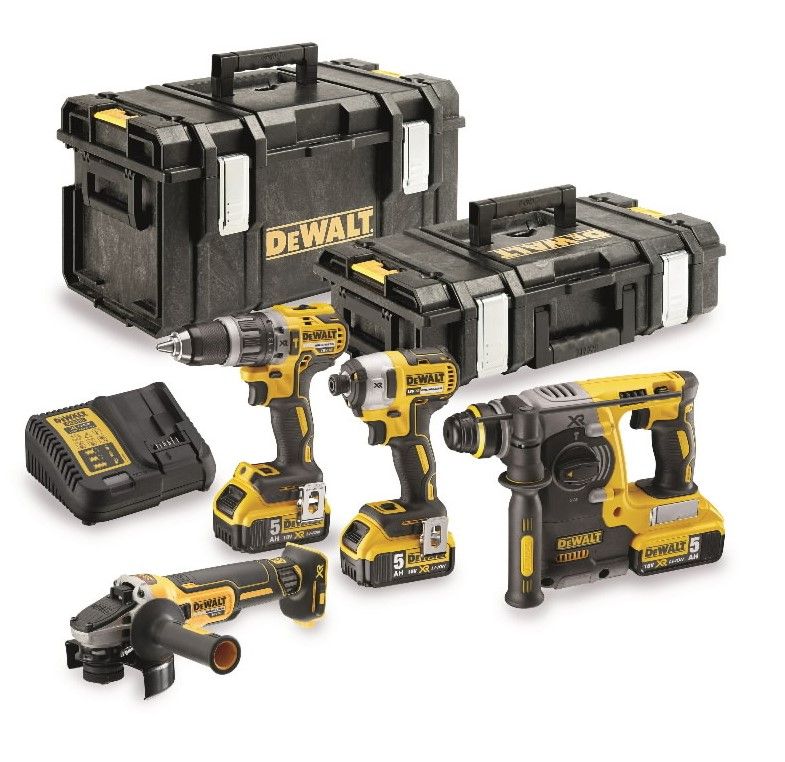 Tööriistakomplekt DeWalt (DCG405 + DCH273 + DCD796 + DCF887); 18 V; 3x5,0 Ah aku