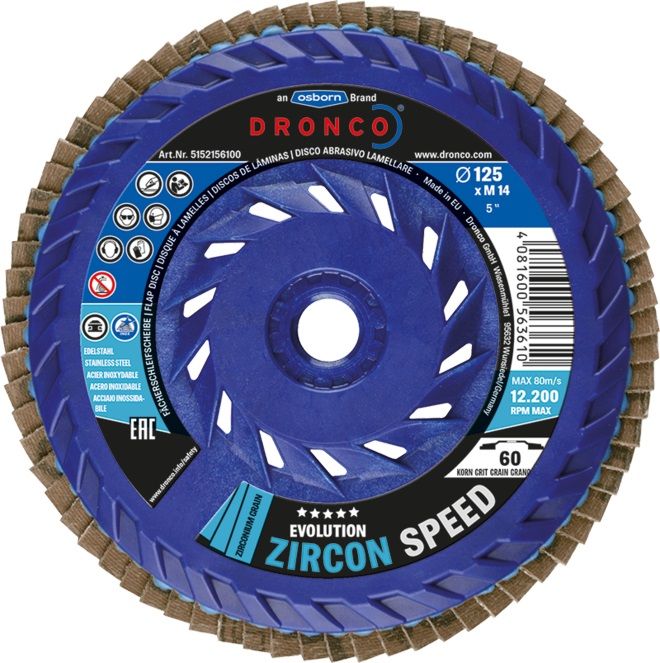 Kroonlehine lihvketas Dronco; Evolution Zircon Speed 60; 125 mm, P60