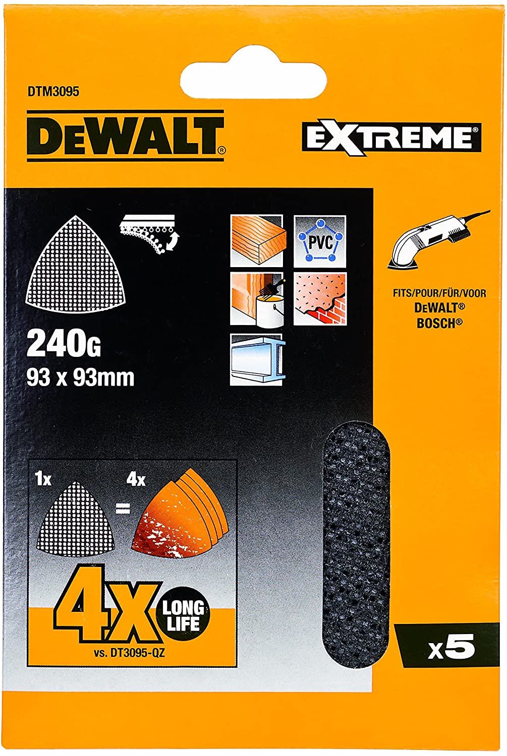 Lihvpaber deltalihvmasinatele DeWalt DTM3095-QZ; 93x93 mm; P240; 5 tk