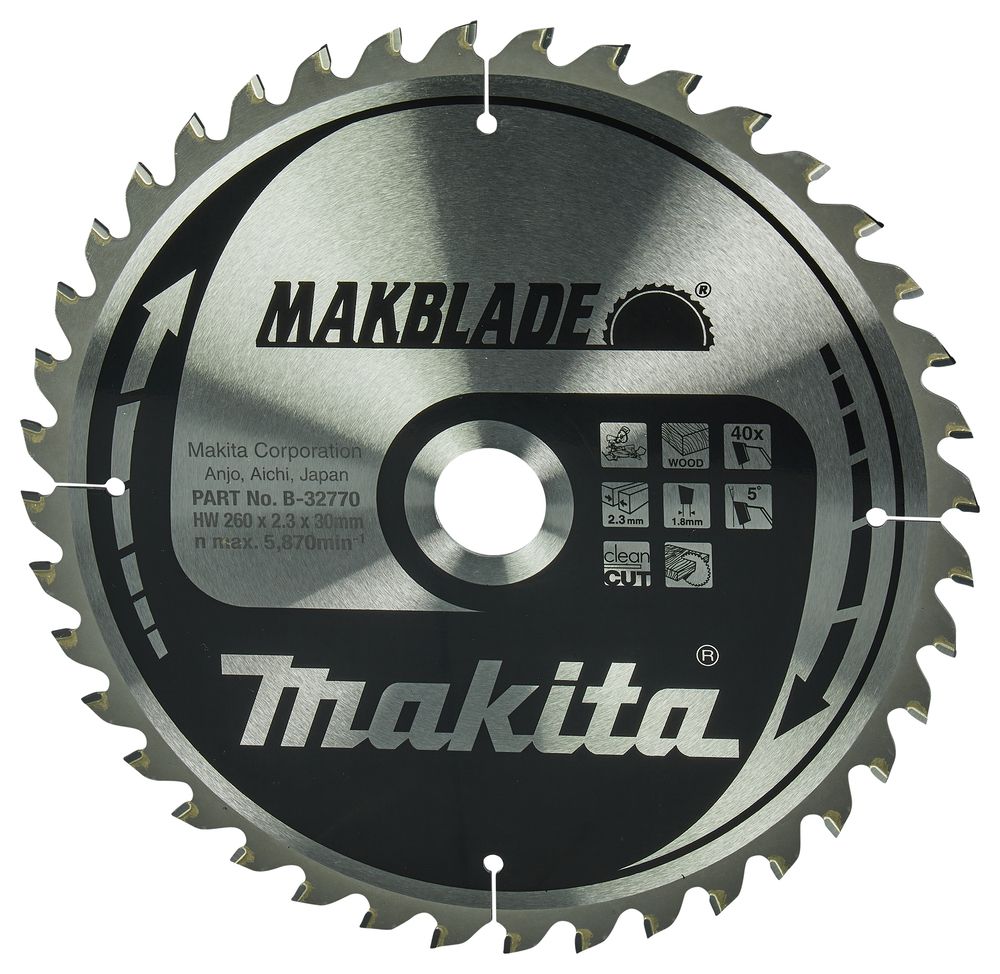 Lõikeketas Makita B-32770; 260x30 mm; Z40; 5°