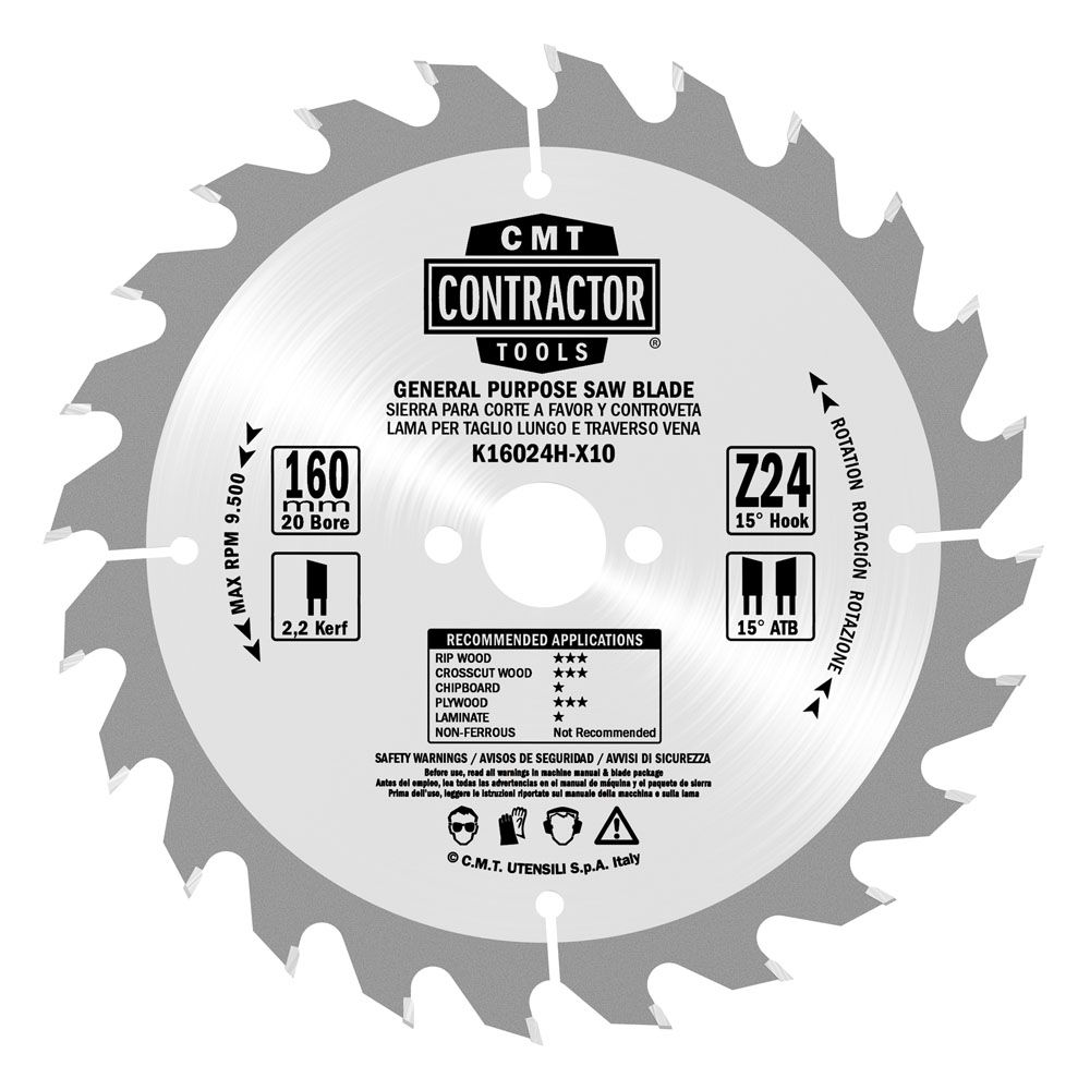 Saeketas puidule CMT Contractor; 165x1,7x20; Z24; 15°°