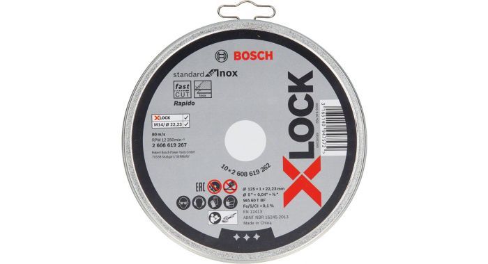 Abrasiiv lõikeketas Bosch X-LOCK Standard for Inox; 125x1x22,23 mm; 10 tk