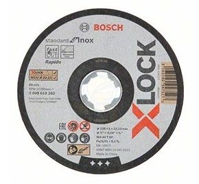 Abrasiiv lõikeketas Bosch X-LOCK Standard for Inox; 125×1×22,23 mm; 1 tk