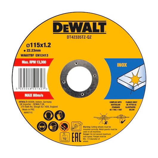 Abrasiiv lõikeketas DeWalt DT42335TZ; 115x1,2 mm; 10 tk