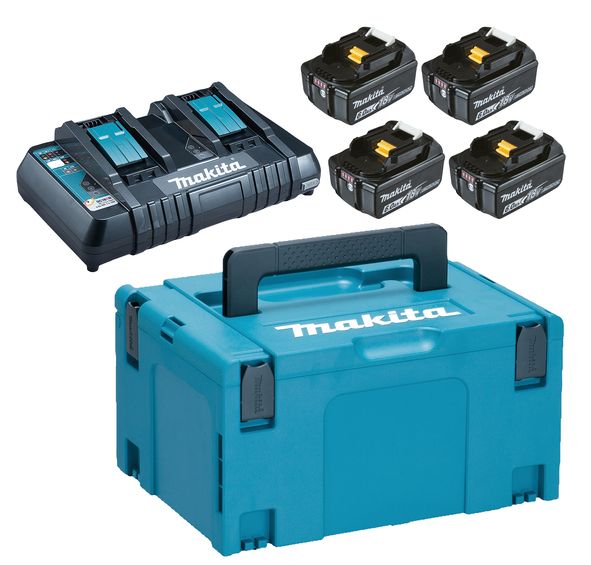 Tarvikute komplekt Makita Powerpack; 18V; 4x6,0 Ah + DC18RD