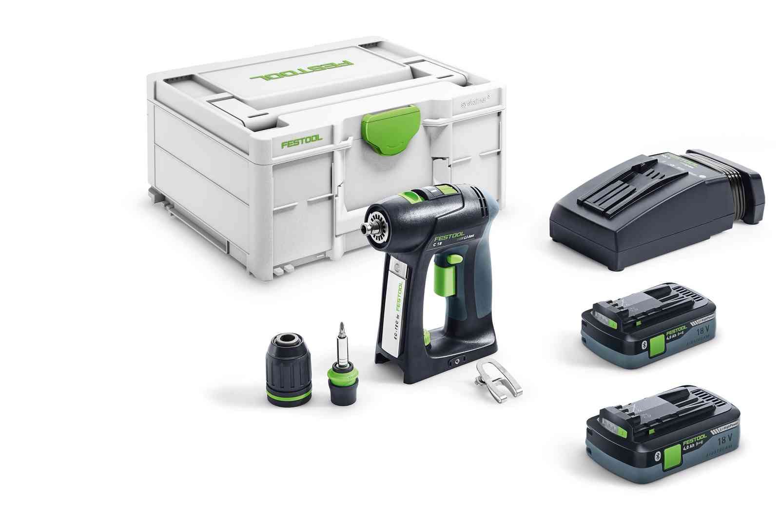 Trell-kruvikeeraja Festool C 18 HPC 4,0 I-Plus; 18 V; 2x4,0 Ah aku