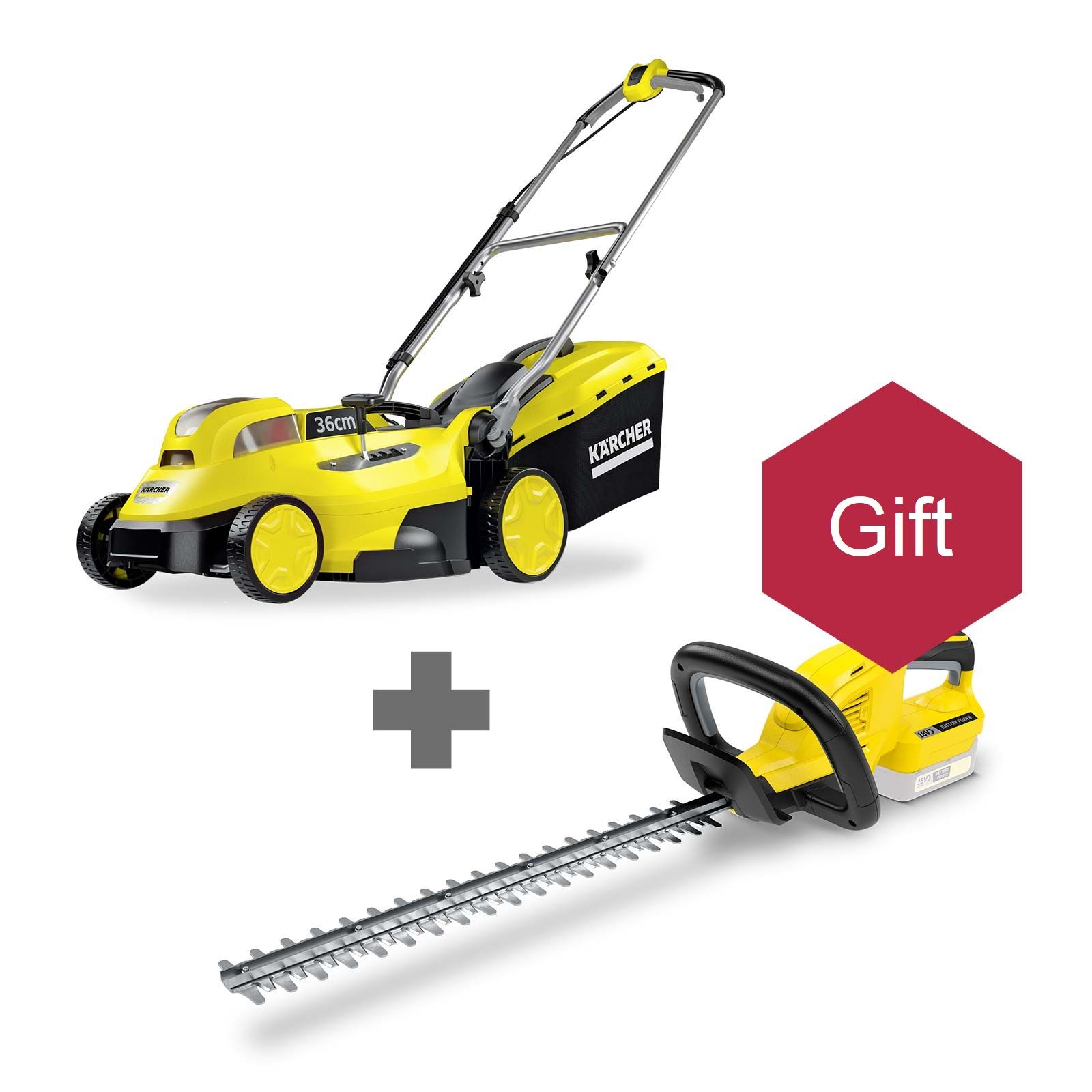 Muruniiduk Karcher LMO 18-36; 18 V; 1x5,0 Ah + Karcher HGE 18-45; 18 V; 45 cm pikkus, juhtmevaba