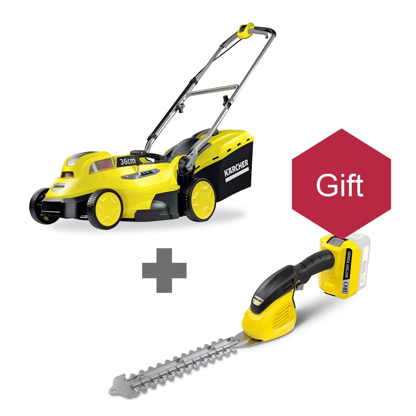 Muruniiduk Karcher LMO 18-36; 18 V; 1x5,0 Ah + Karcher GSH 18-20; 18 V; 20 cm pikkus, juhtmevaba