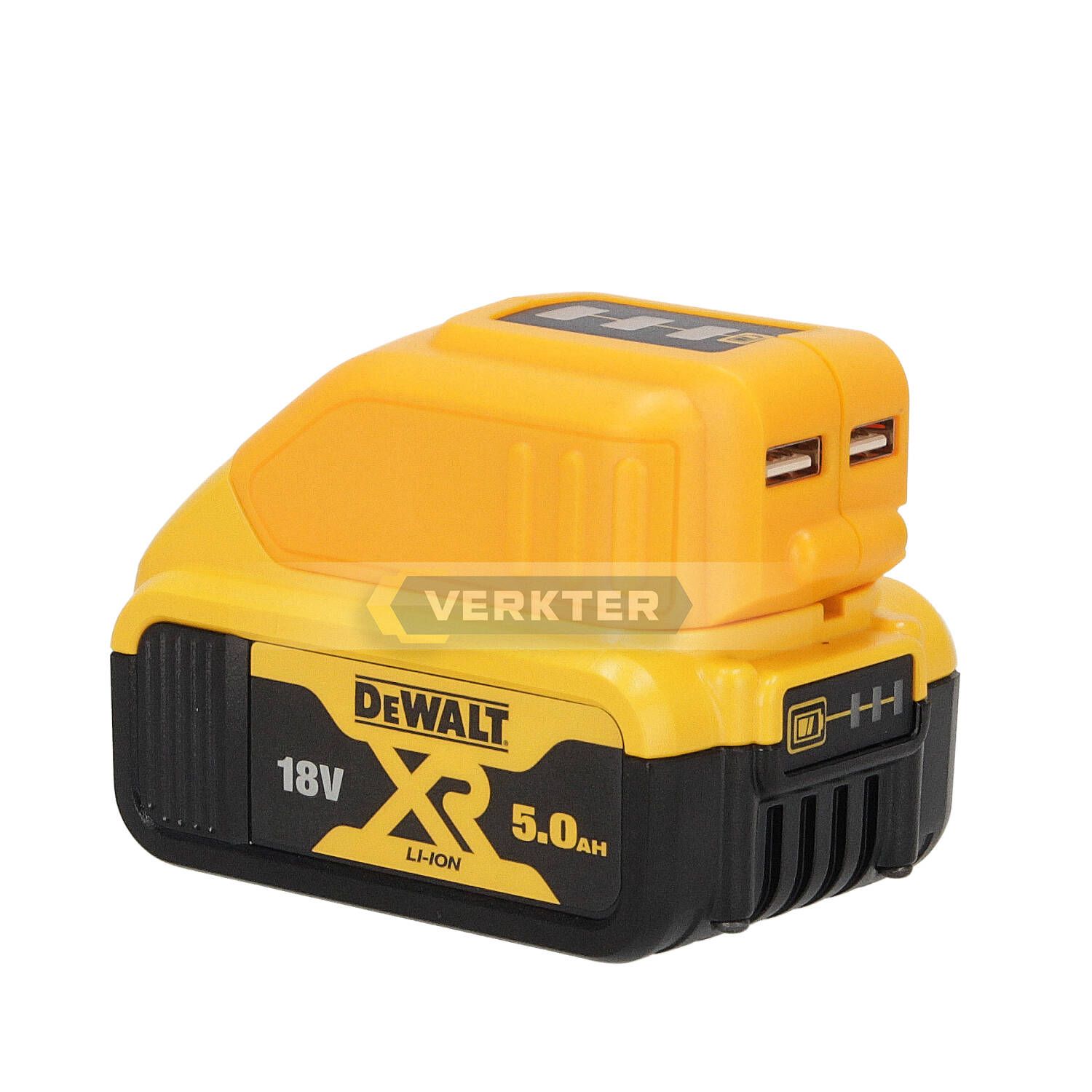 Aku adapter Ahlio sobib seadmetele DeWalt 12-18V -> USB (x2) Telefoni akude laadimiseks