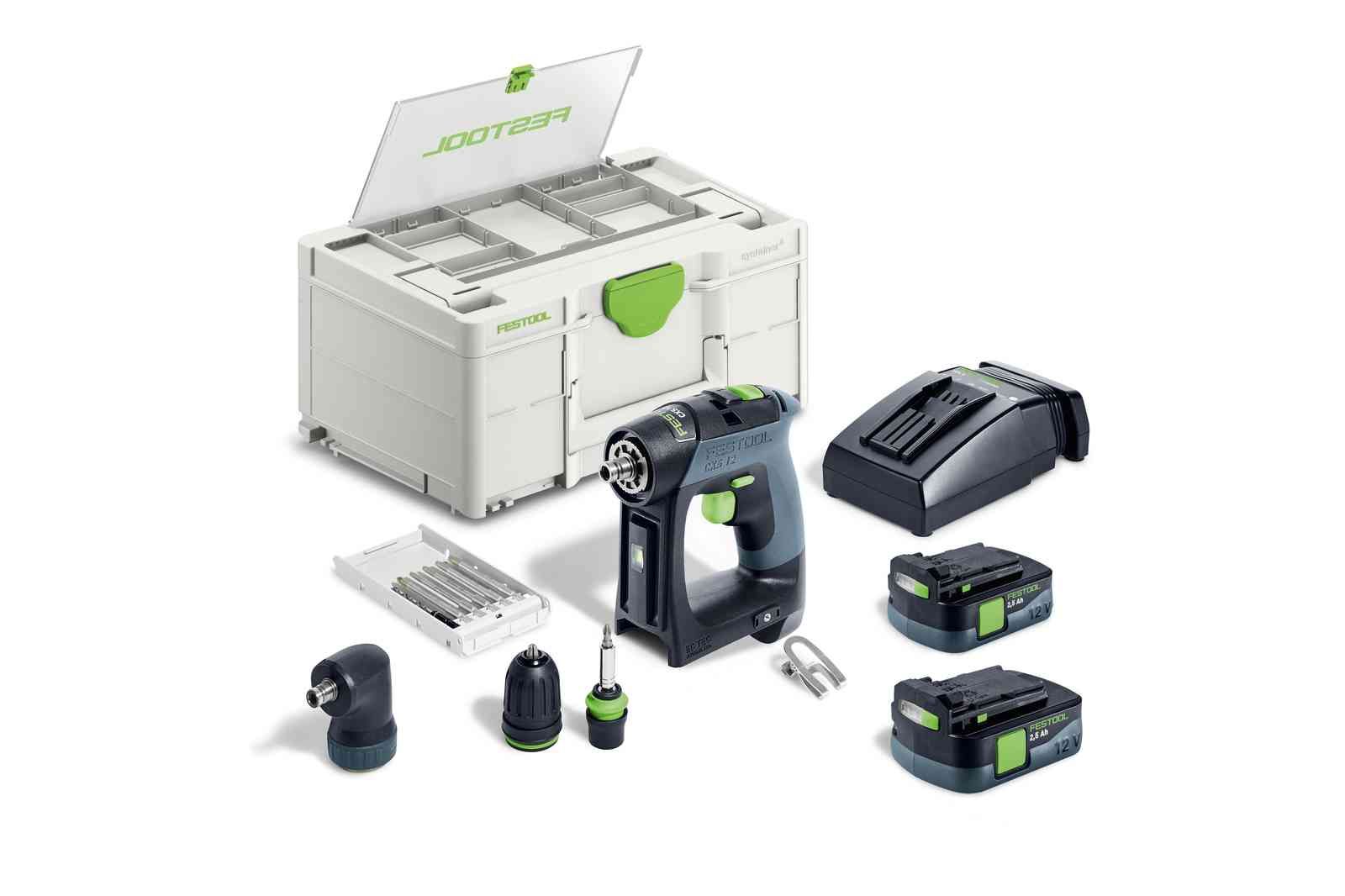 Trell-kruvikeeraja Festool CXS 12 2,5-Set 10,8 V; 2x2,5 Ah aku