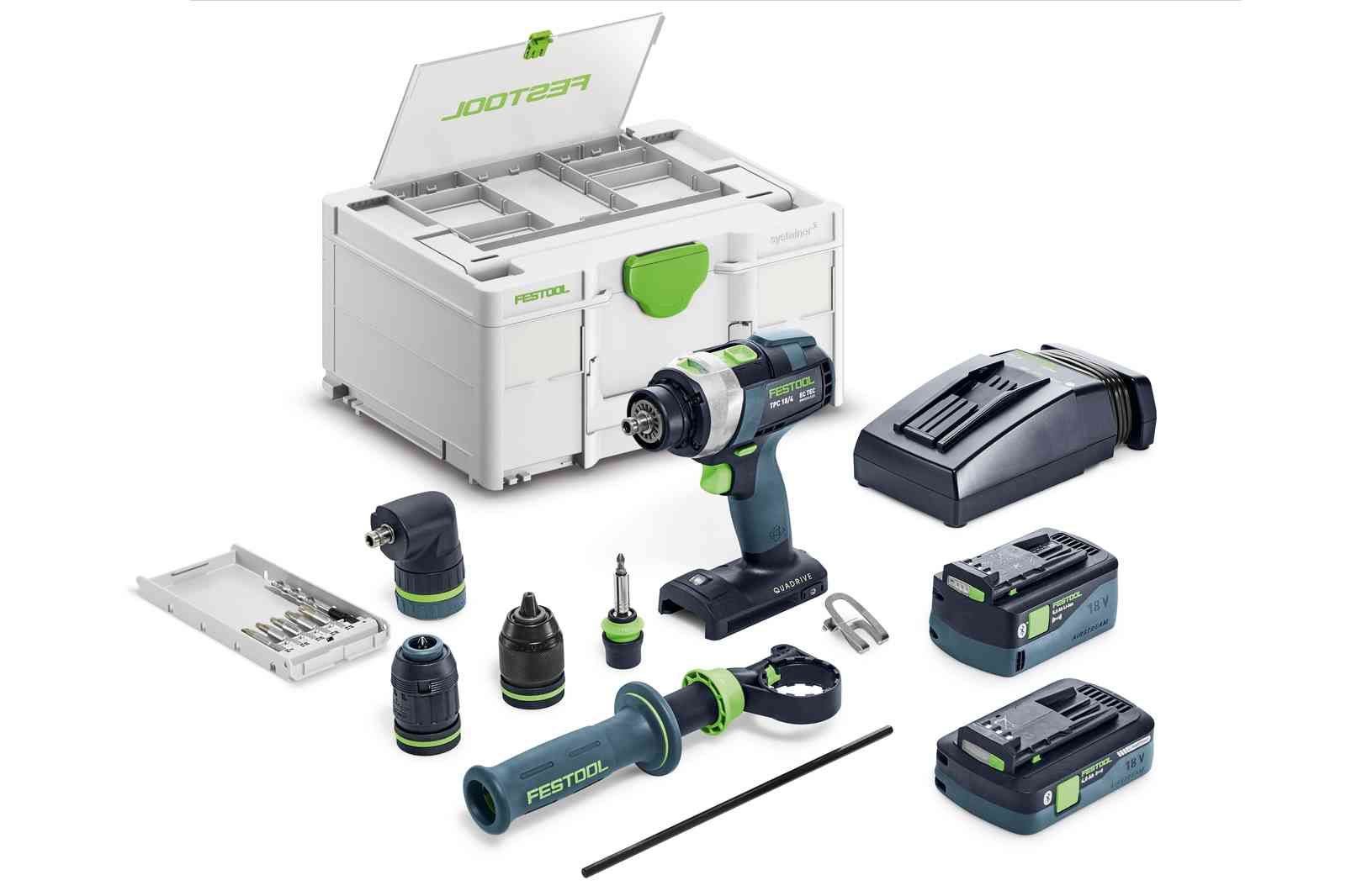 Trell-kruvikeeraja Festool QUADRIVE TPC 18/4 5,0/4,0 I-Set;  18 V; 5,0 Ah + 4,0 Ah aku
