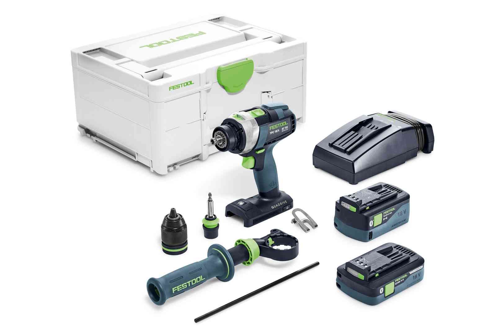 Lööktrell-kruvikeeraja Festool QUADRIVE TPC 18/4 5,0/4,0 I-Plus;  18 V; 5,0 Ah + 4,0 Ah aku