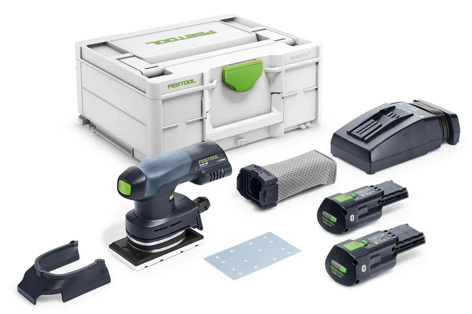 Taldlihvija Festool Rutscher RTSC 400 3,0 I-Plus 18 V; 2x3,0 Ah aku