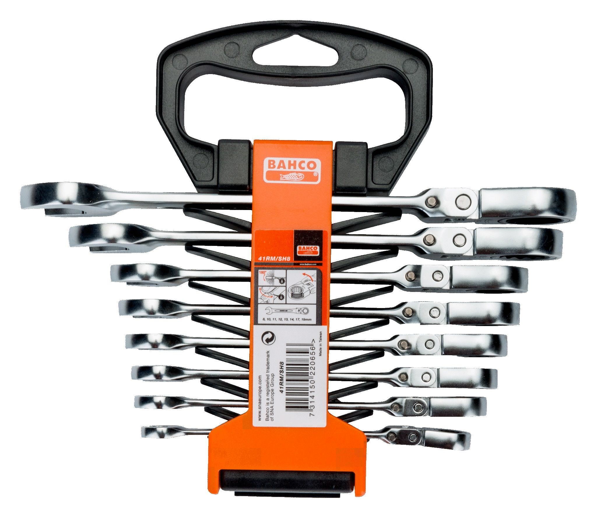 Käristiga mutrivõtmete komplekt Bahco 41 RM; 8-19 mm; 8 tk