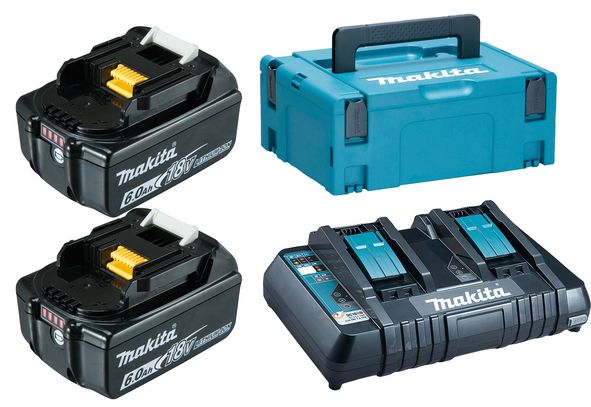 Tarvikute komplekt Makita PowerPack; 18 V; 2x6,0 Ah aku + laadija