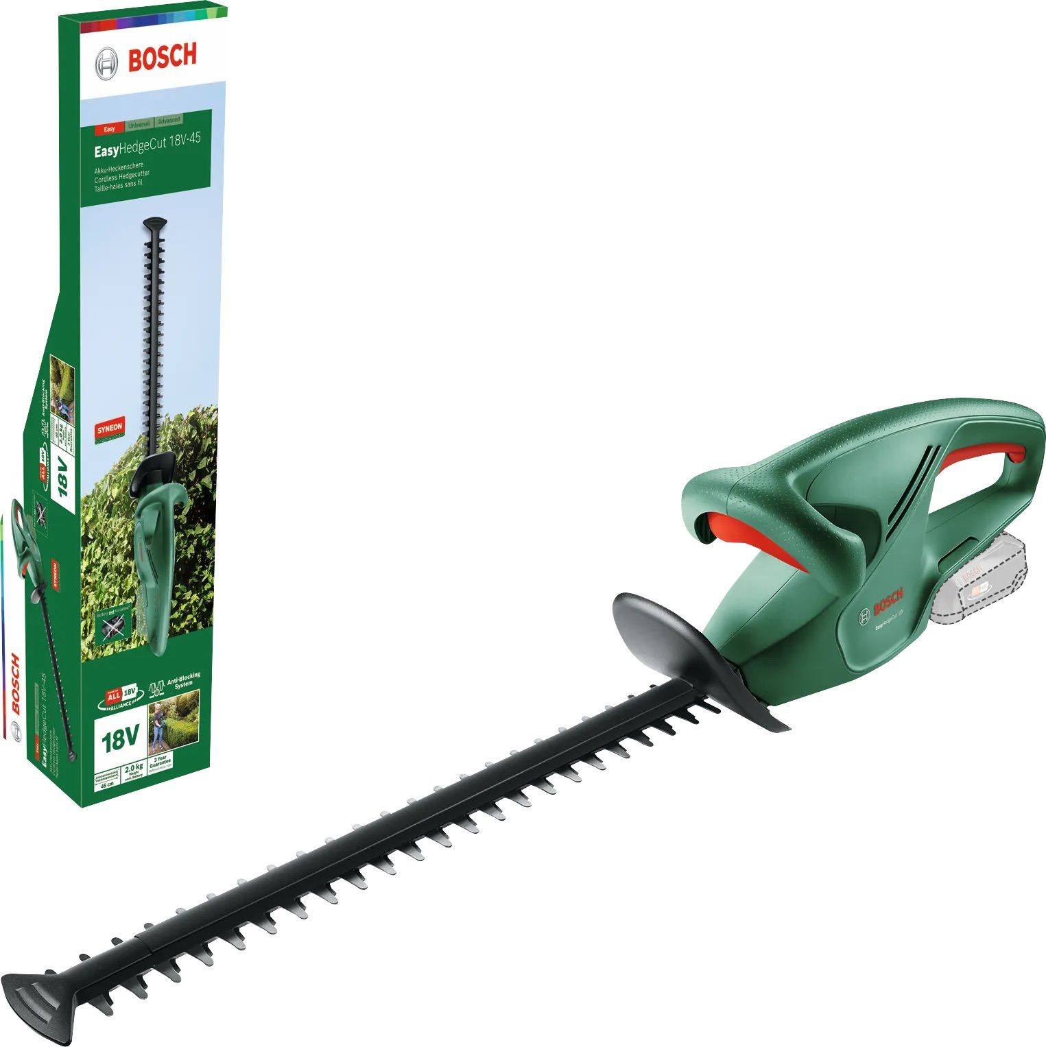 Hekikäärid Bosch EasyHedgeCut 18-45; 18 V; 45 cm pikkus; juhtmevaba (ilma aku ja laadijata)