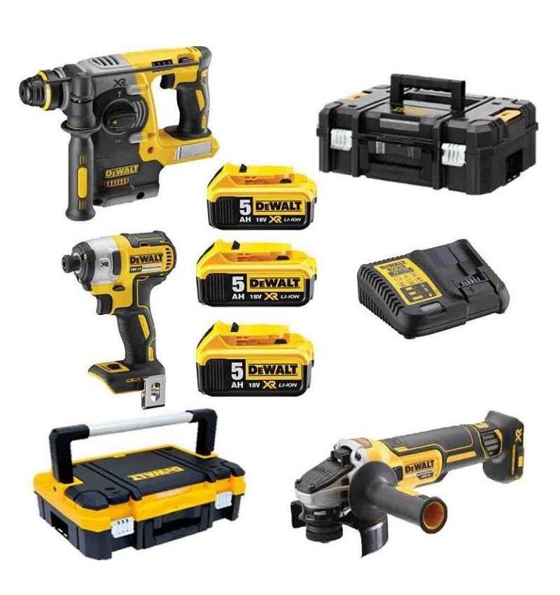 Tööriistakomplekt DeWalt DCK305P3T-QW (DCH273 + DCG405N + DCF887N); 18 V; 3x5,0 Ah aku