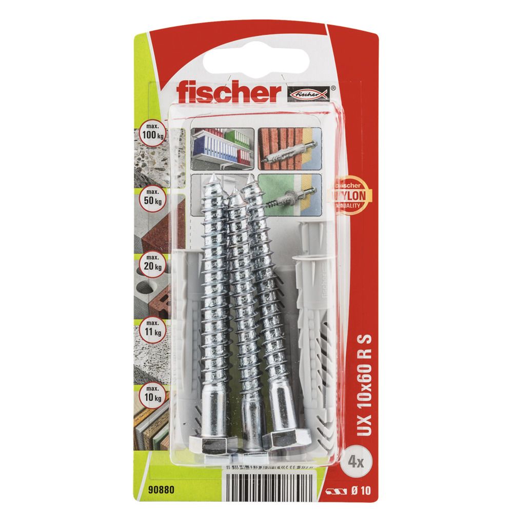 Kruvi tüübliga Fischer UX R S; 10x60 mm; 4 tk