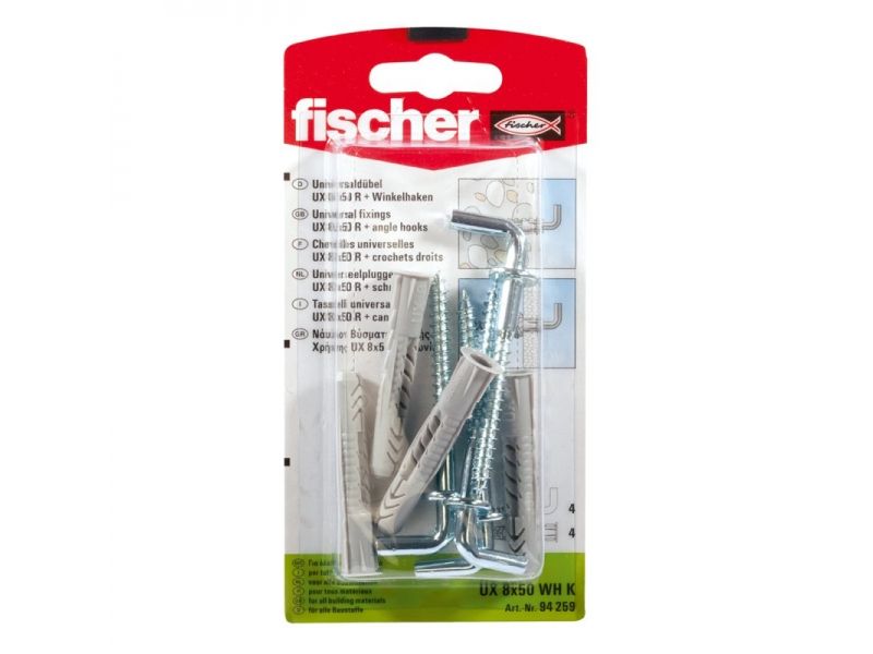 Kruvi tüübliga Fischer UX WHK; 10x60 mm; 2 tk