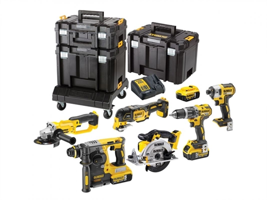 Tööriistakomplekt Dewalt DCK654P3T (DCD796 + DCF887 + DCG412 + DCS355 + DCS391 + DCB273); 18 V; 3x5,0 Ah aku