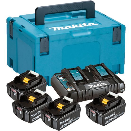 Tarvikute komplekt Makita Powerpack; 18V; 4x5,0 Ah + DC18RD mõeldud 18 V...