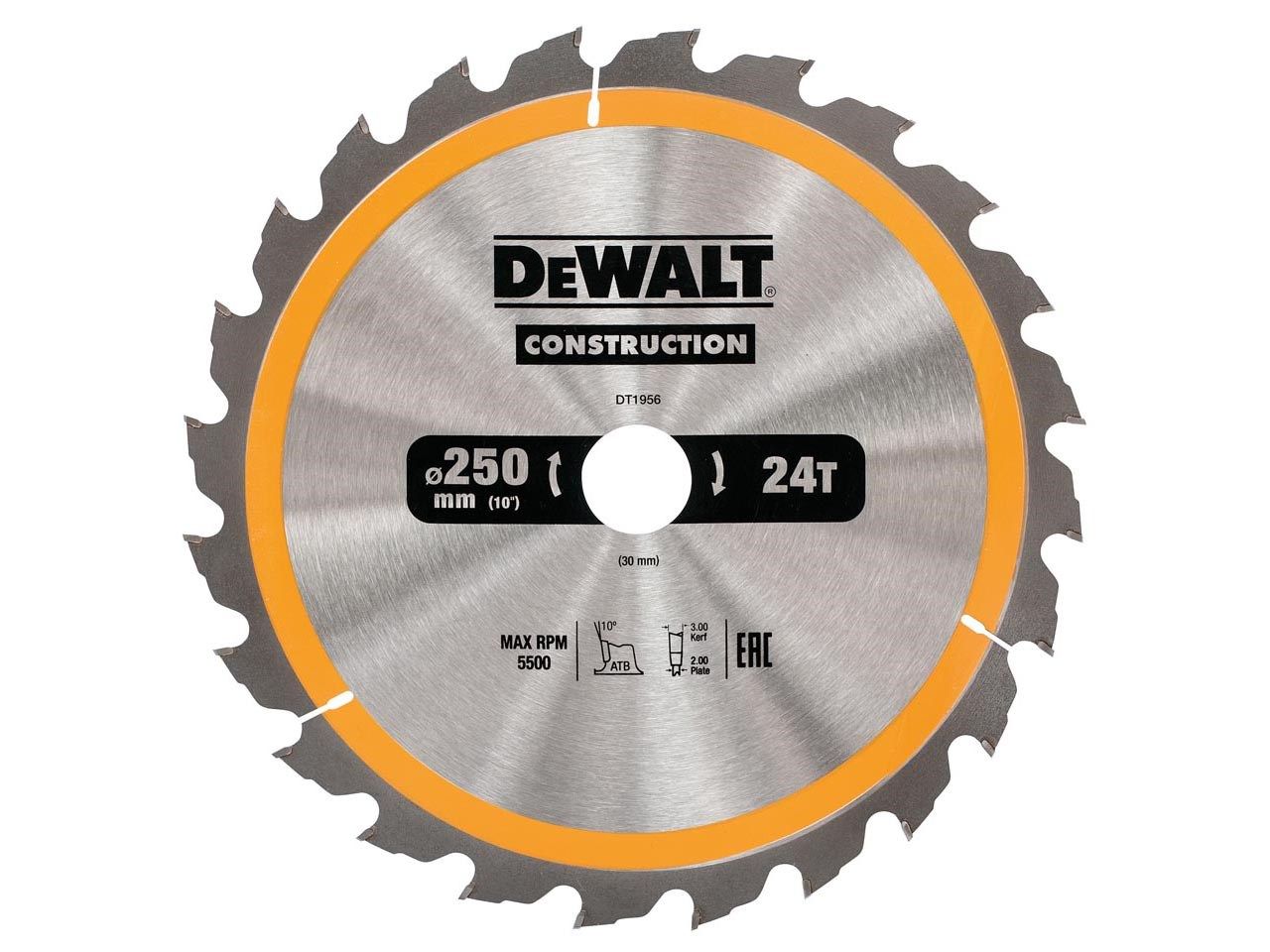 Saeketas puidule DeWalt; 250x3x30,0 mm; Z24; 10°