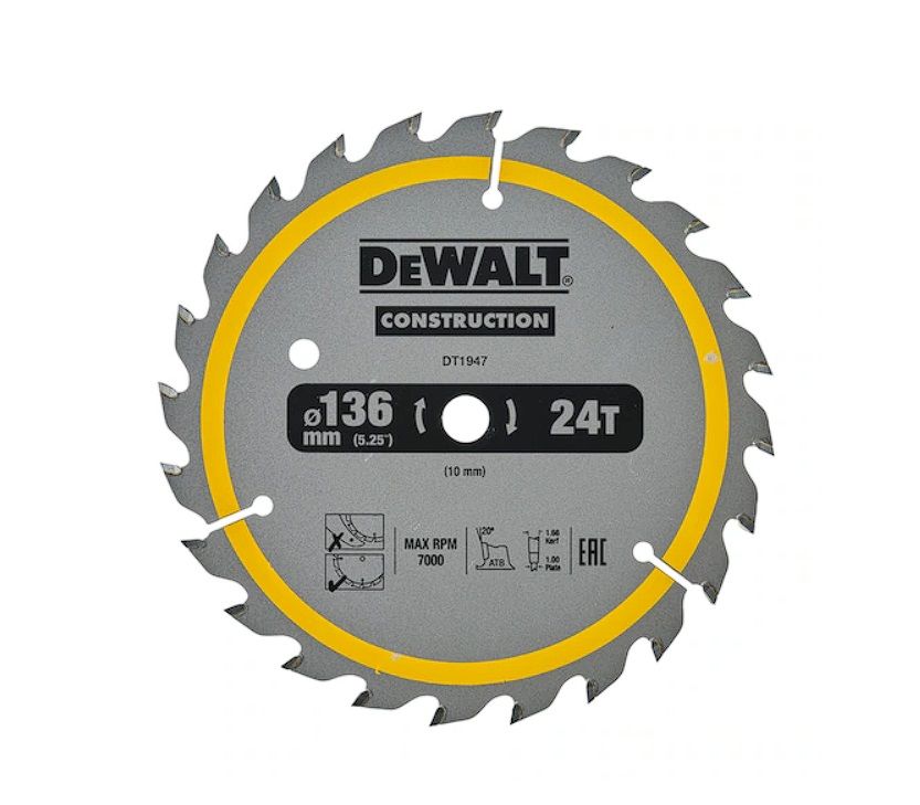 Lõikeketas DeWalt DT1947-QZ; 136x10 mm; Z24