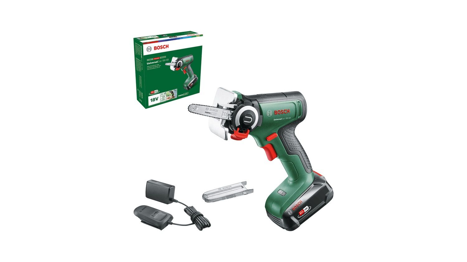 Oksa pügamise mootorsaag Bosch Universal Cut 18V-65; 18 V; 1x2,5 Ah aku; lati pikkus 6,5 cm