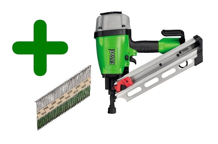 Pneumaatiline naelapüstol Essve FN 34/90; 34°; 50-90 mm + Naelad
