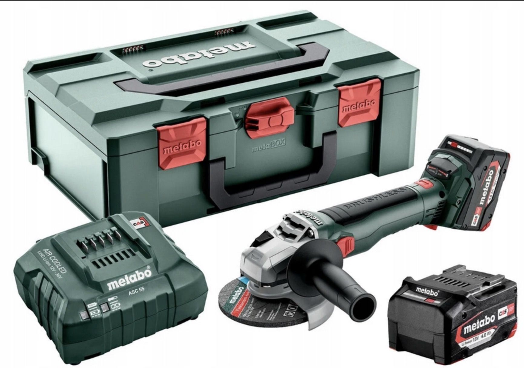 Nurklihvija Metabo W 18 LT BL 11-125; 18 V; 2x4,0 Ah aku