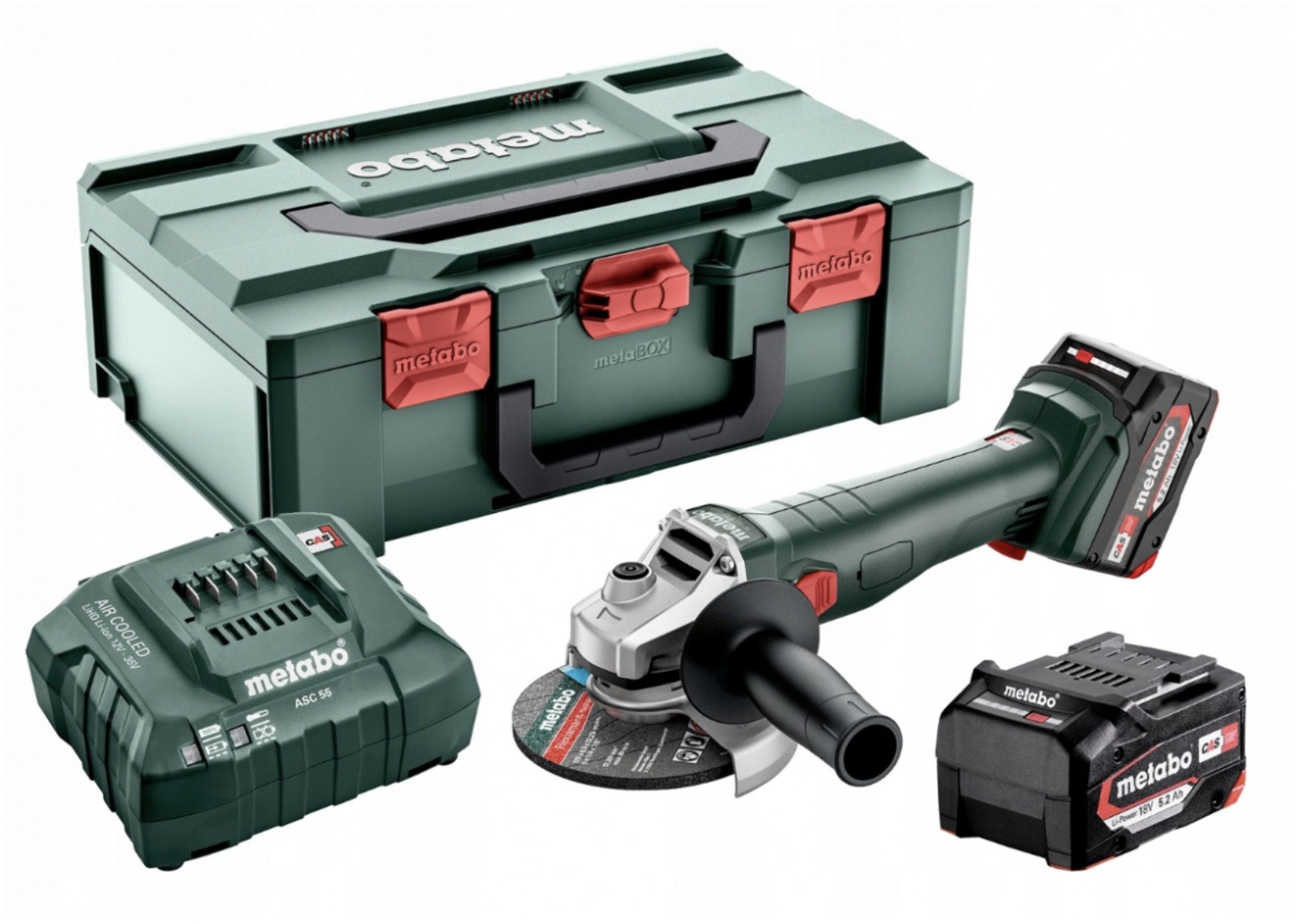 Nurklihvija Metabo W 18 L 9-125 Quick; 18 V; 2x5,2 Ah aku