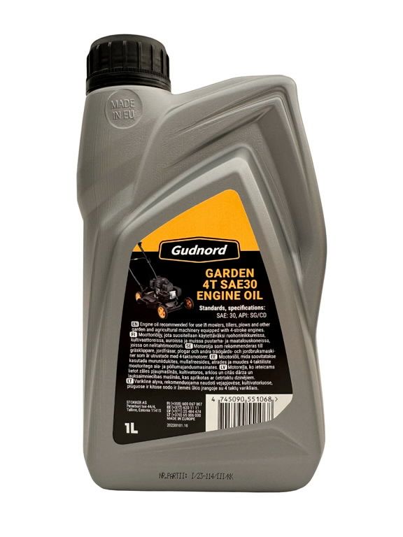 Õli Gudnord Garden SAE30 4T; 1 l; neljataktilistele mootoritele