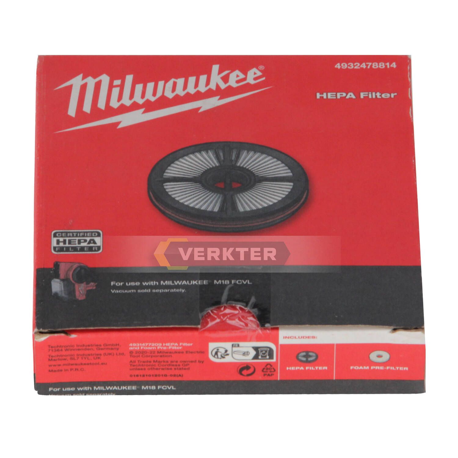 Tolmuimeja HEPA filter Milwaukee M18 FCVL 4932478814