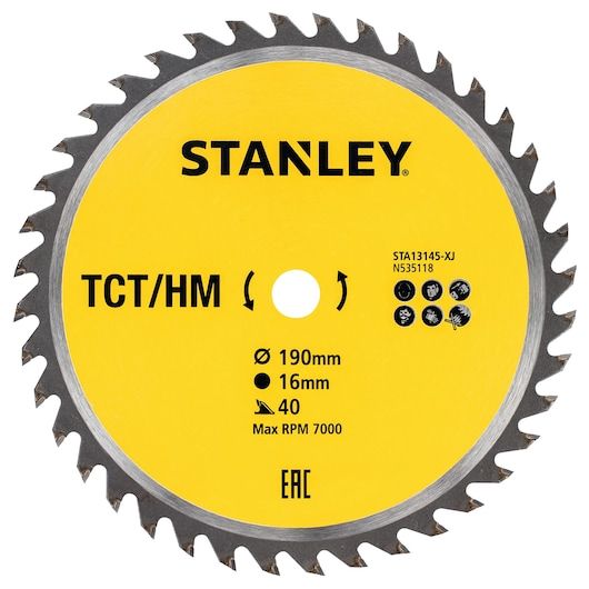 Lõikeketas Stanley STA13145-XJ; 190x16 mm; Z40