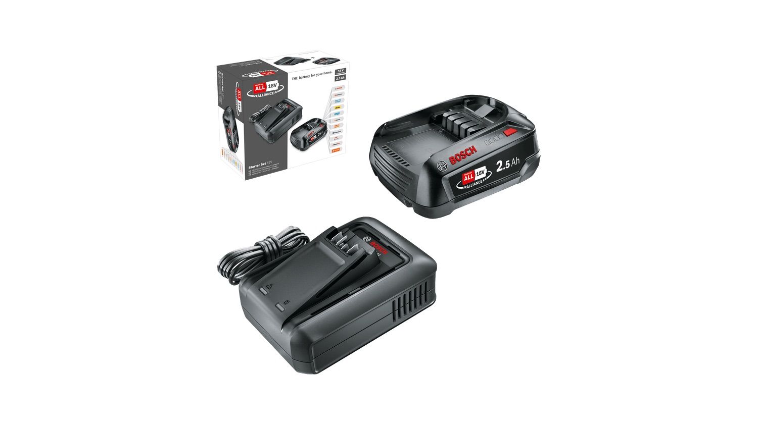 Tarvikute komplekt Bosch Starter Set 18V; 18 V; 1x2,5 Ah aku